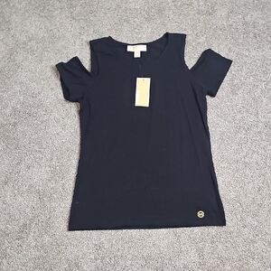 Nwt Michael Kors Black Cold Shoulder Tee |  Size Small